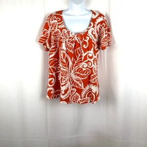Jones NY Cotton floral short sleeve top 2X